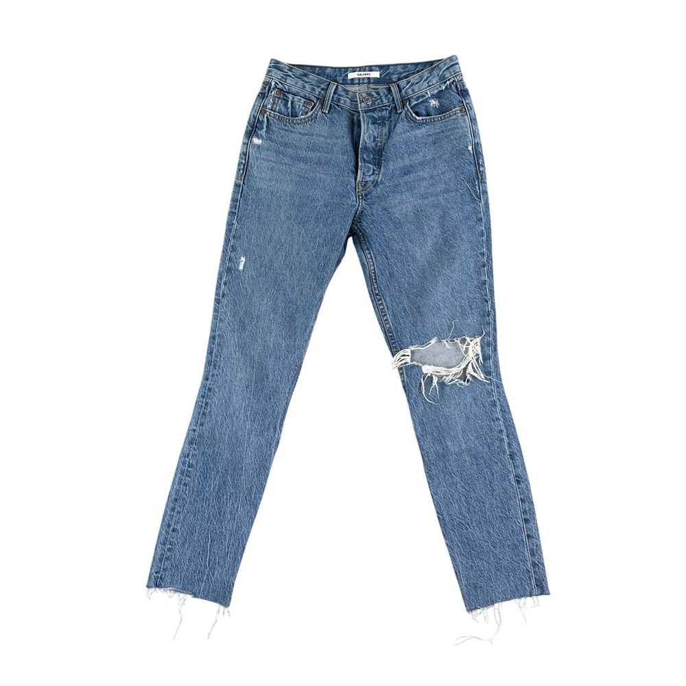 GRLFRND Karolina High Rise Distressed Cropped Jeans Size‎ 25x27 Kiss and Tell